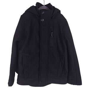 Urban Republic BOYS Black Zip Snap Nylon Fleece Winter Hooded Jacket 5/6